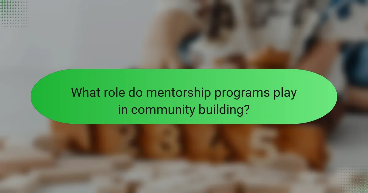 What role do mentorship programs play in community building?