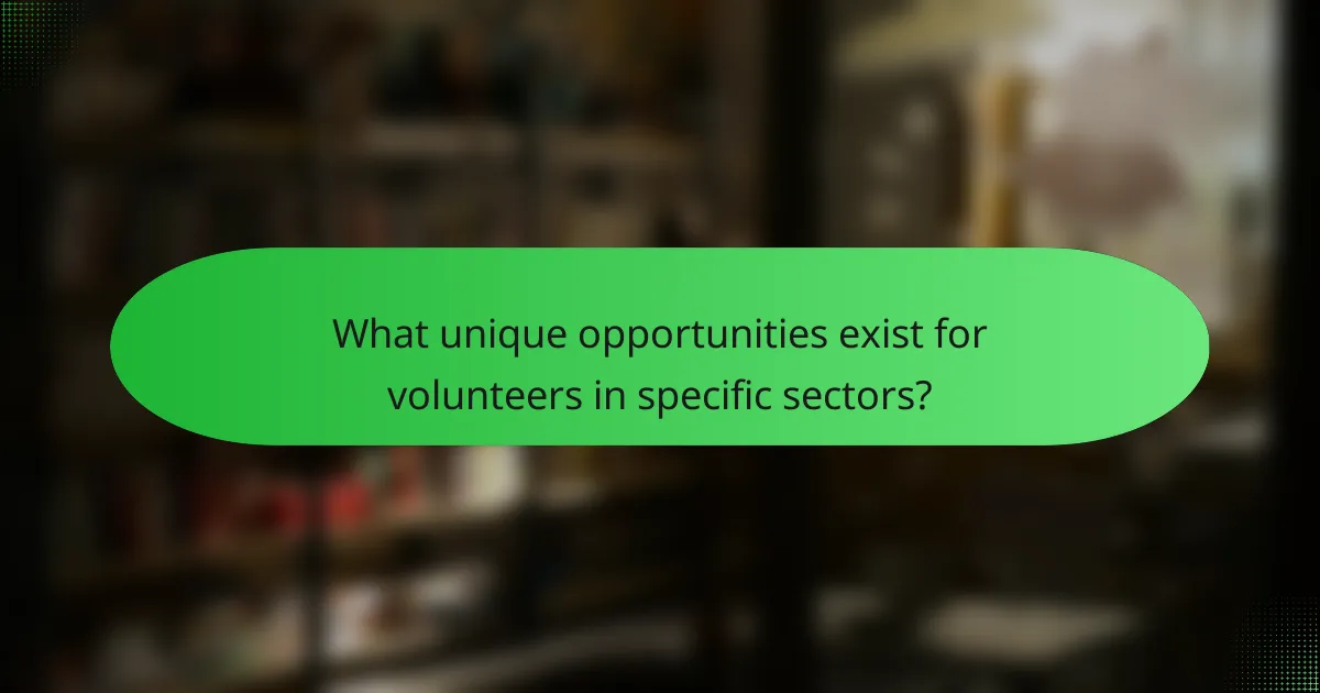 What unique opportunities exist for volunteers in specific sectors?
