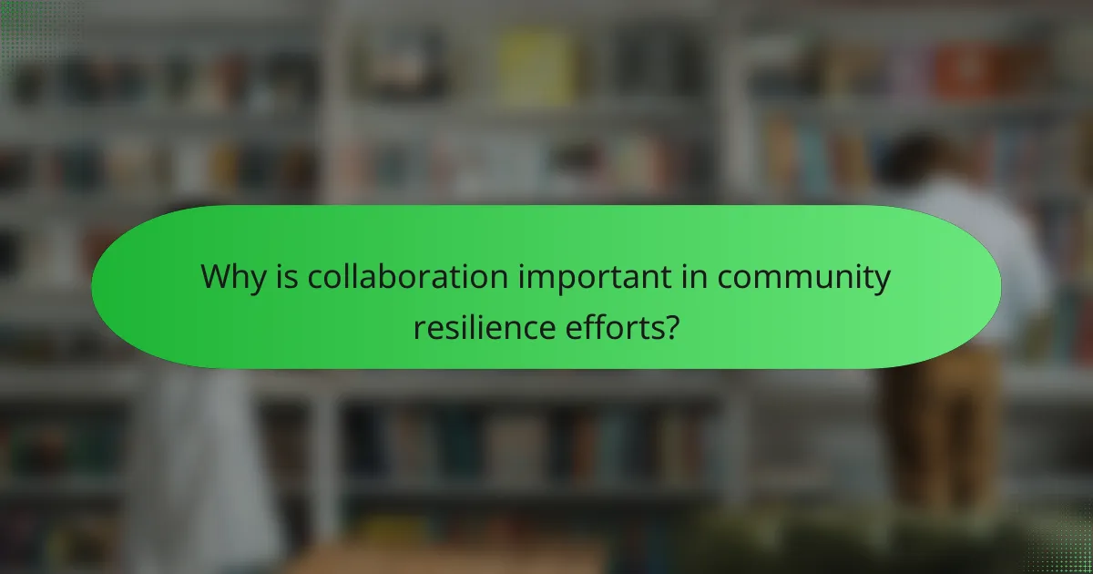 Why is collaboration important in community resilience efforts?